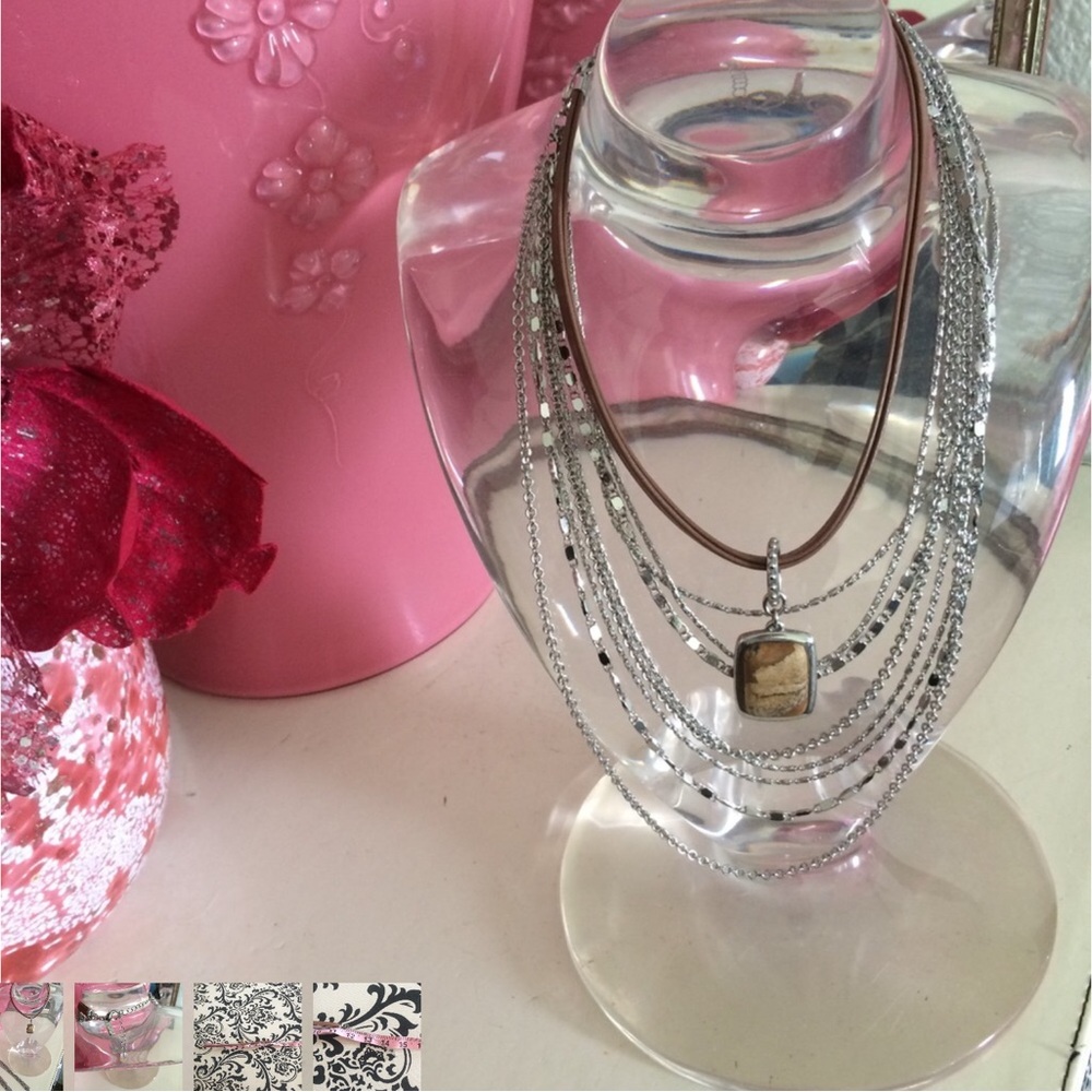 White House Black Market Leather & Silver necklace